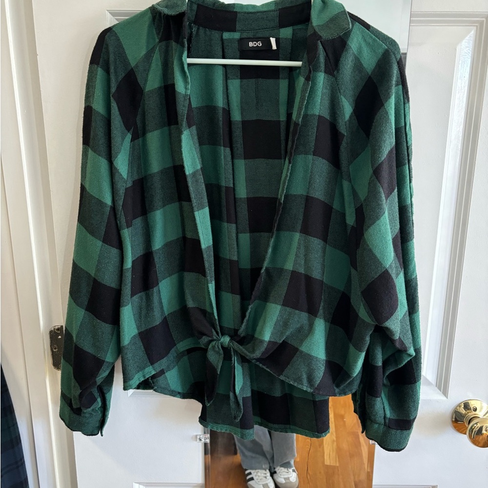 BOG Green and Black Plaid Shirt